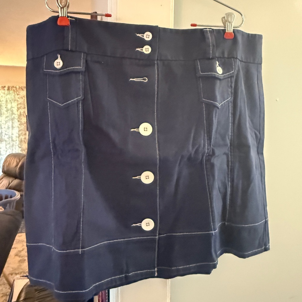 L.L.Bean Navy Blue Button-Front Short Skirt sz 20W